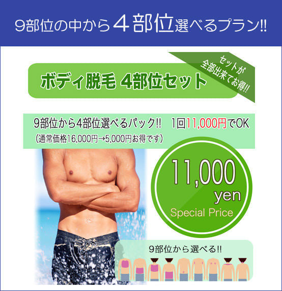 ボディ脱毛プラン2 - メンズ脱毛【NAX】おゆみ野・鎌取店の紹介