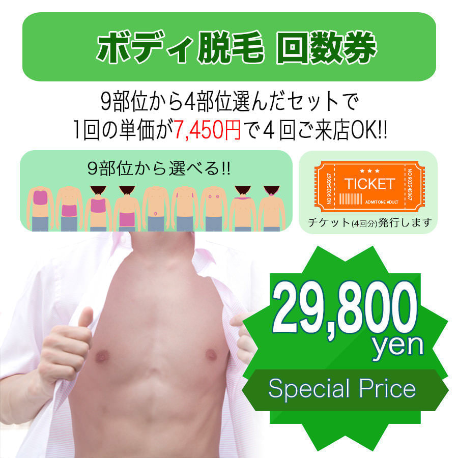 ボディ脱毛回数券 - タイプ別メンズ脱毛