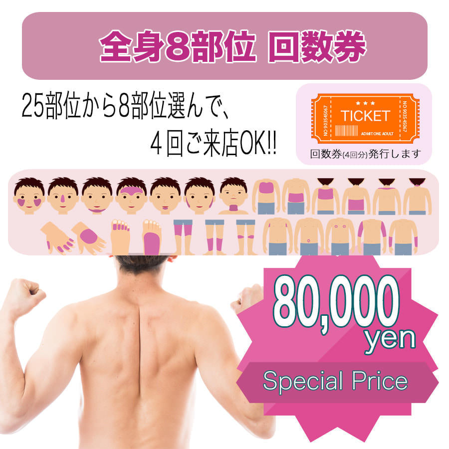 全身脱毛8回回数券 - タイプ別メンズ脱毛