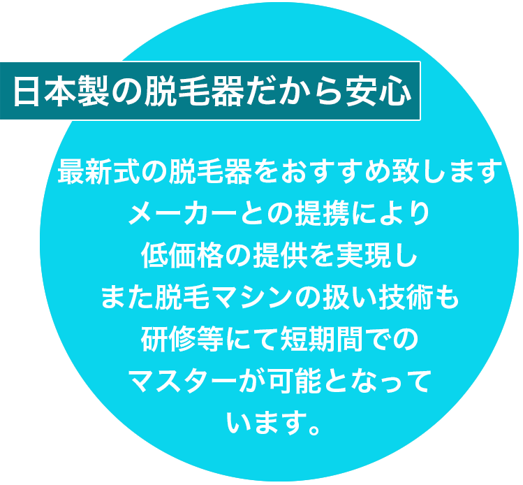 日本製の脱毛器だから安心 - メンズ脱毛フランチャイズ