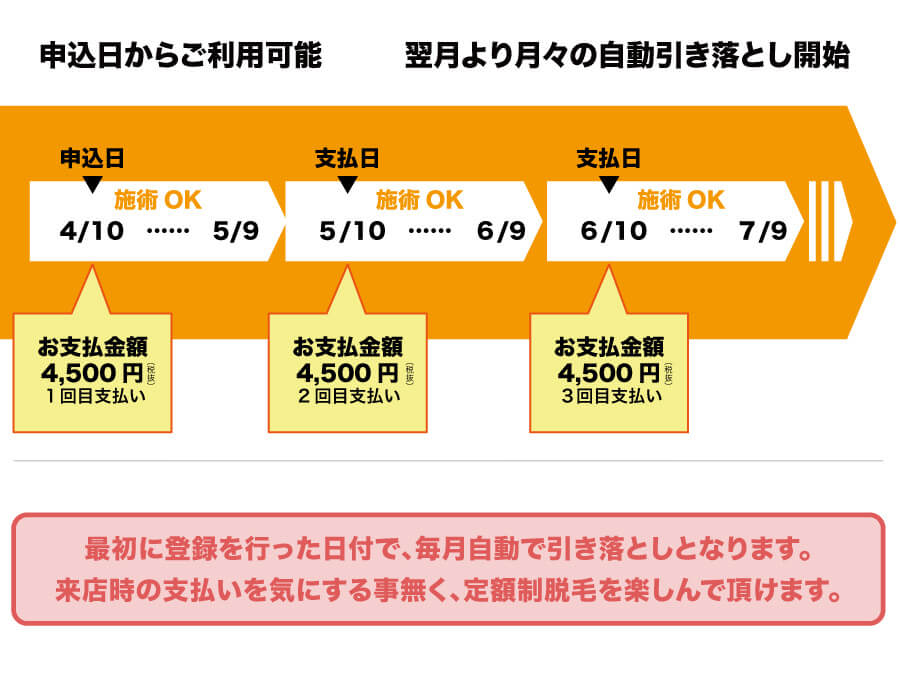 定額支払い表 - メンズ脱毛NAX定額制LP（コンプライアンス用）
