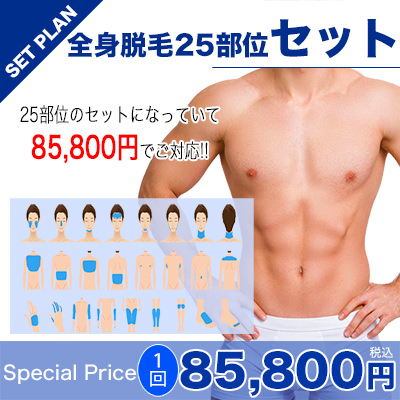 全身脱毛25部位セット - メンズ脱毛のメニュー