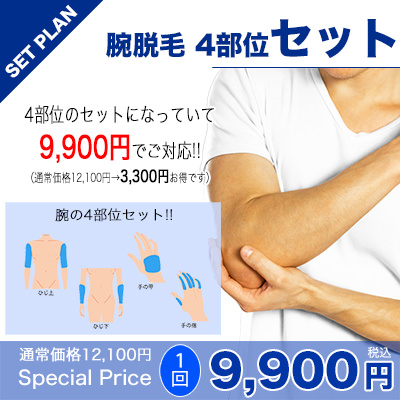 腕脱毛 4部位セット - 両手の甲脱毛